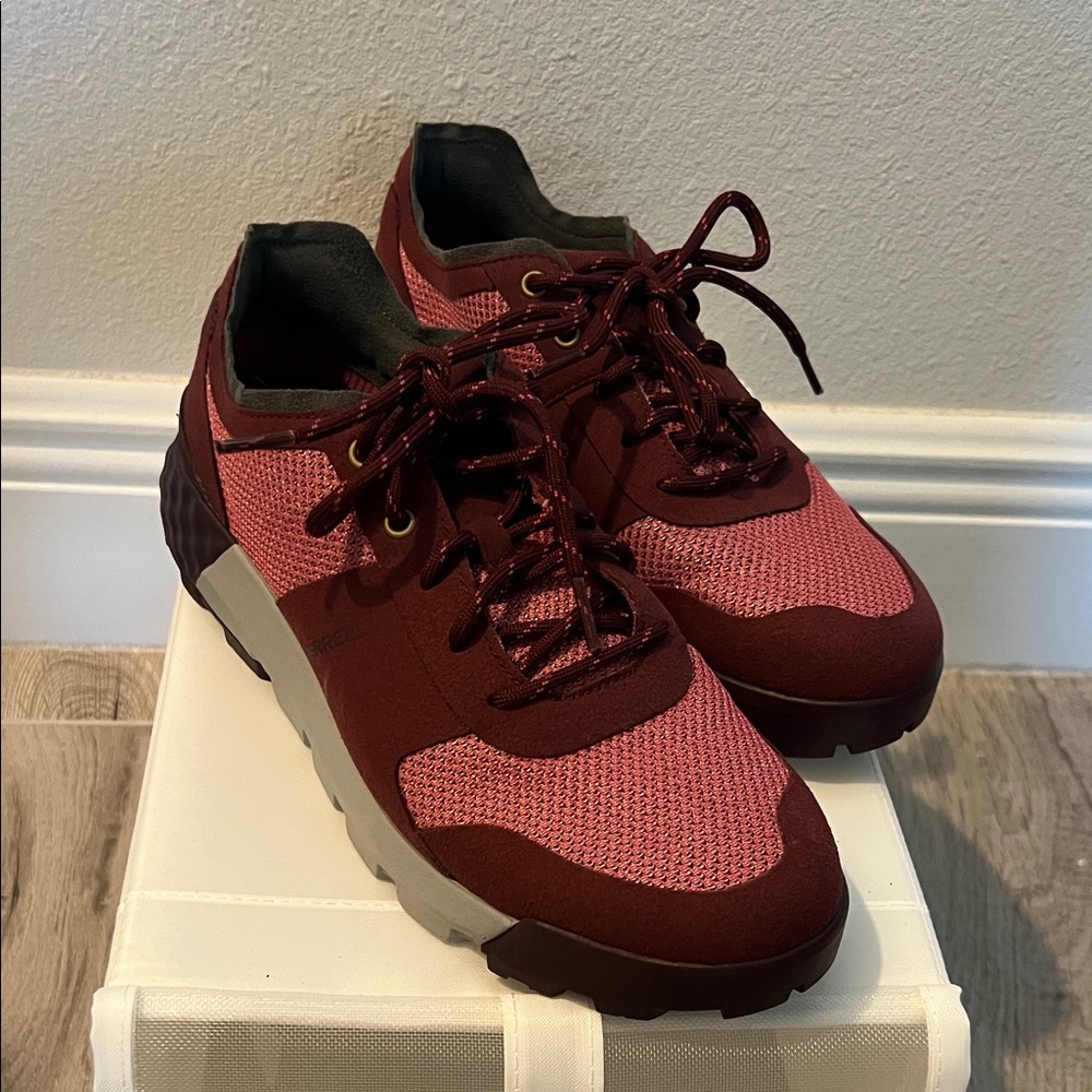 Merrell Burgundy and Pink Mesh Suede Lace-Up Hiking Sneakers